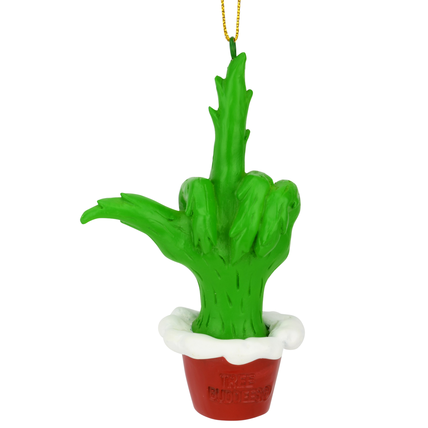 Green Hand Giving the Middle Finger Naughty Christmas Ornament