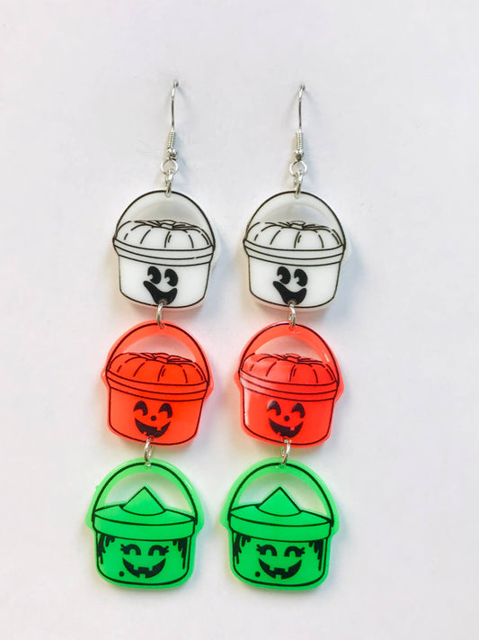 EARRINGS - Trick Or Treat Bucket Halloween Earrings