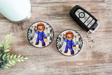 Scary Doll Car Coaster Set