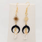 EARRINGS - Sun & Black Moon with Clear Crystal Pendant Earrings
