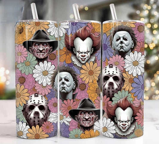 Horror Movie Icons with Flowers 20oz Tumblers
